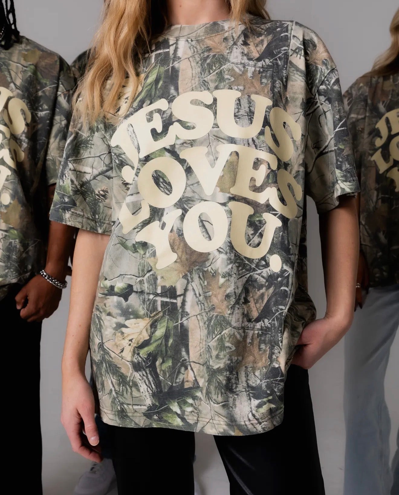 Adult Camo Jesus Loves You Tee