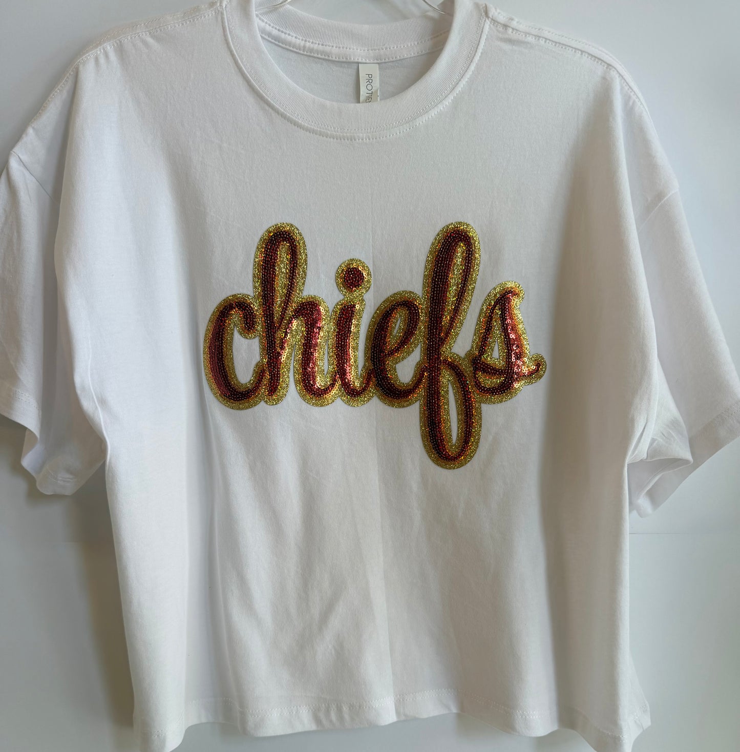 Oversized Crop Tee w/ Large Sequin Patch