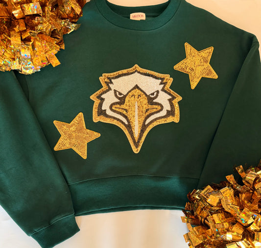 Green Eagles Sequin Sweatshirt with 2 Stars