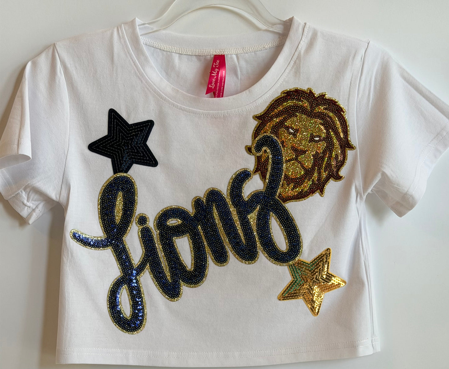 Youth White Crop Tee w/ 2 Patches+ 2 Stars
