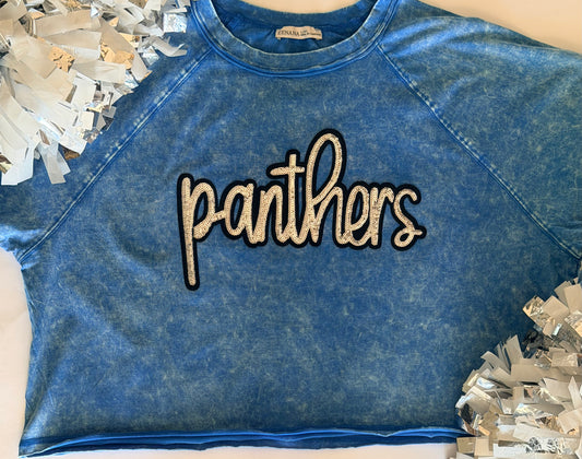 Woman's Blue Crop Tee w/ Panthers Patch