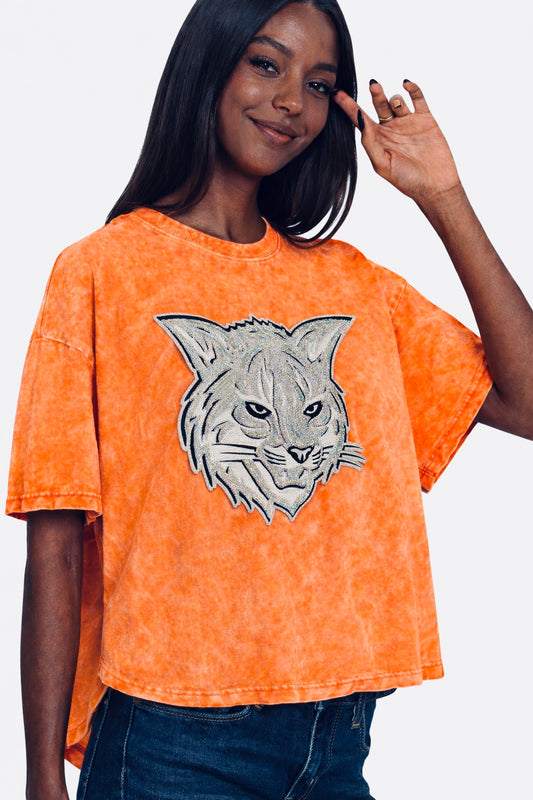 Woman's Short Sleeve Top w/ Large Sequin Patch