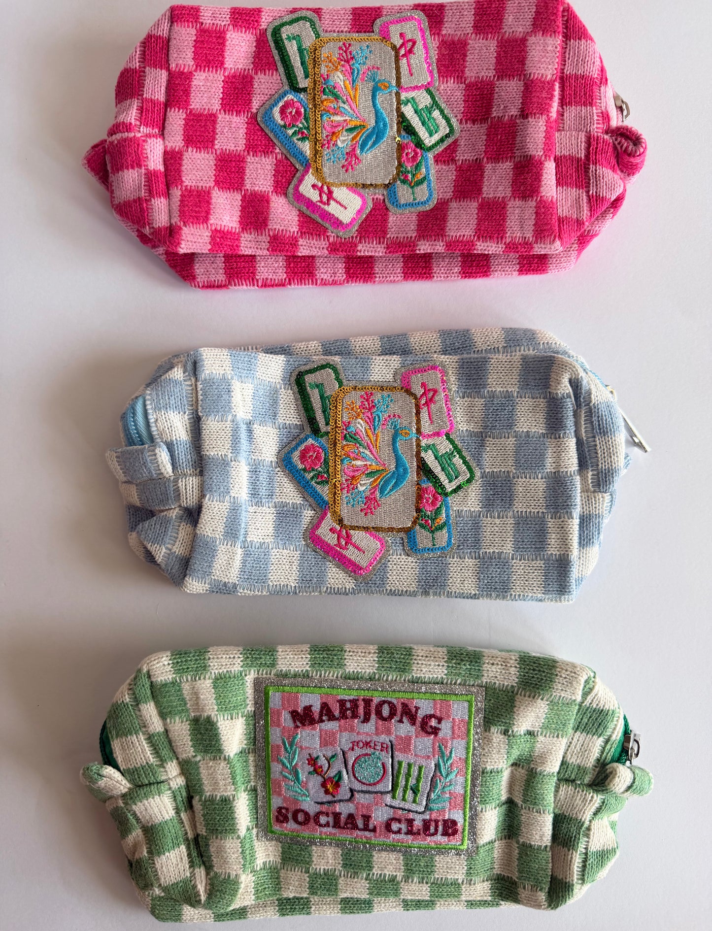 Mahjong Small Green Checkered Bag