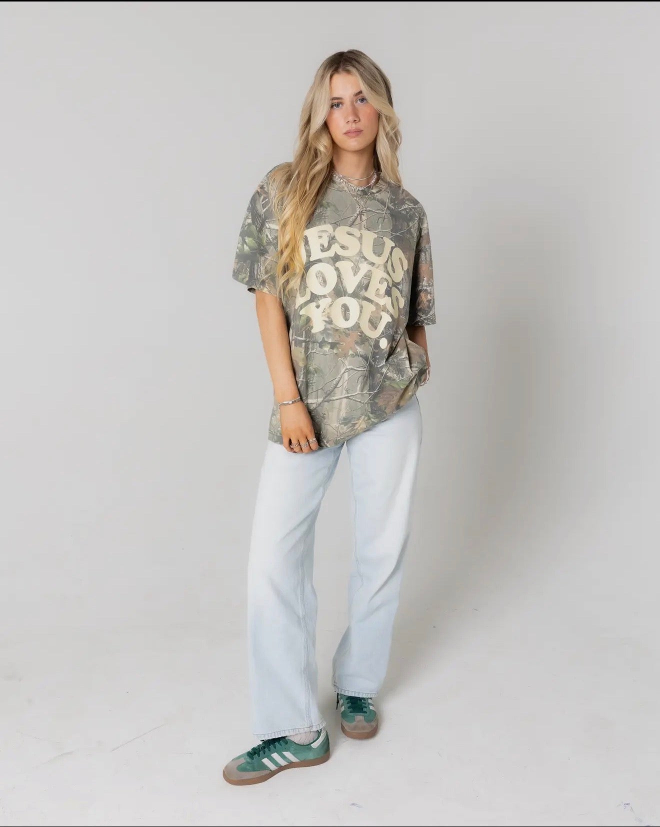 Adult Camo Jesus Loves You Tee