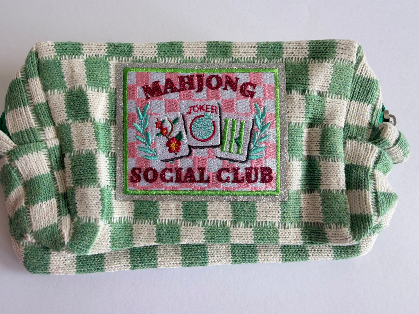 Mahjong Small Green Checkered Bag