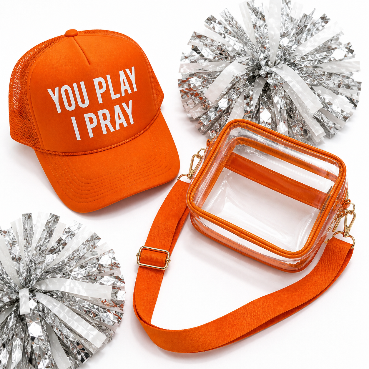 Orange-Clear Stadium Crossbody Bag