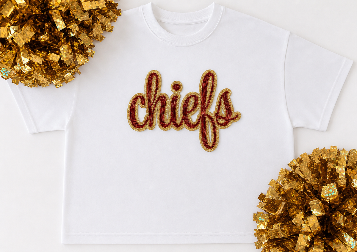 Oversized Crop Tee w/ Large Sequin Patch