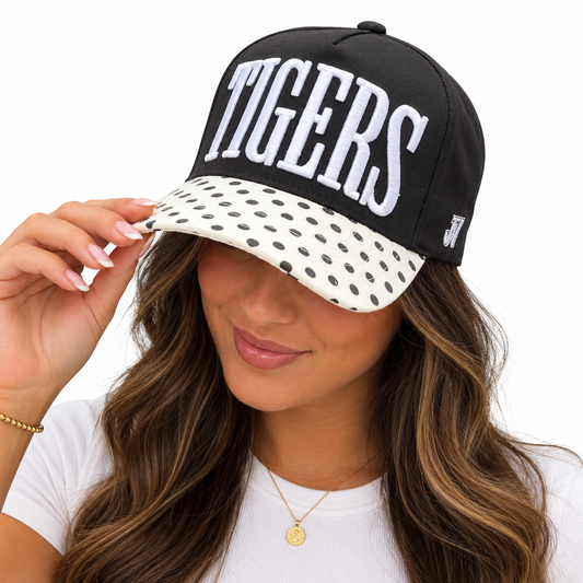 Tigers Black and White Polka Dot Trucker Hat