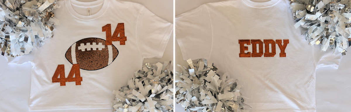 Oversized Crop Tee w/ Large Sequin Patch+4 Numbers (Front)+4 Letters (Back)