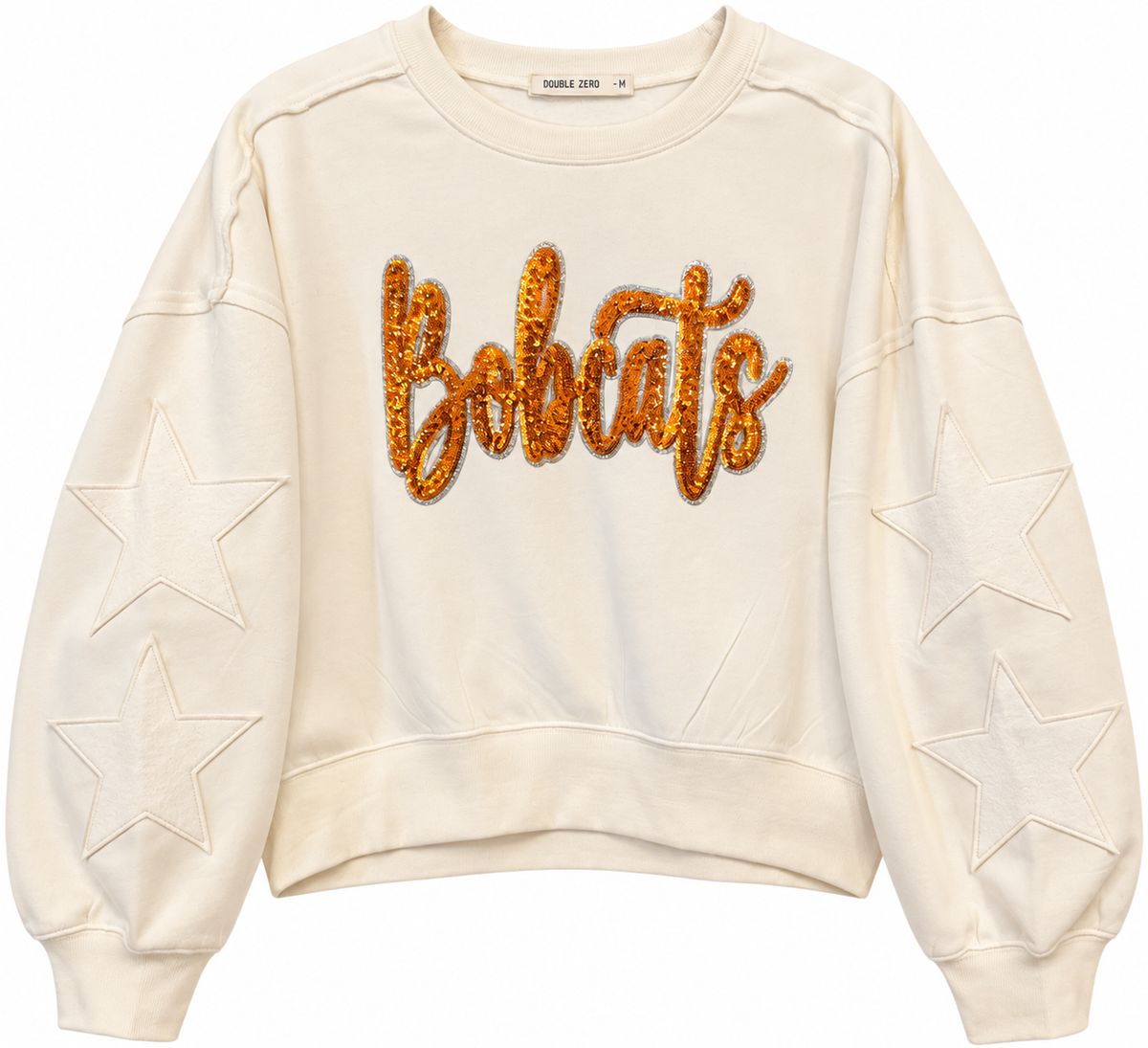 Star Sleeve Crop Sweatshirt w/ Large Patch+4 Letters(Back)