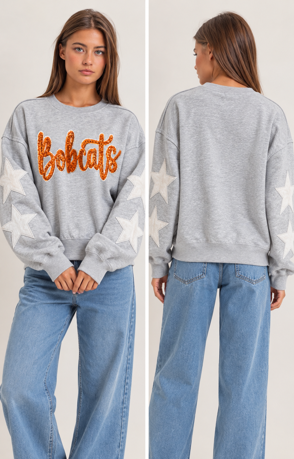Star Sleeve Crop Sweatshirt w/ Large Patch