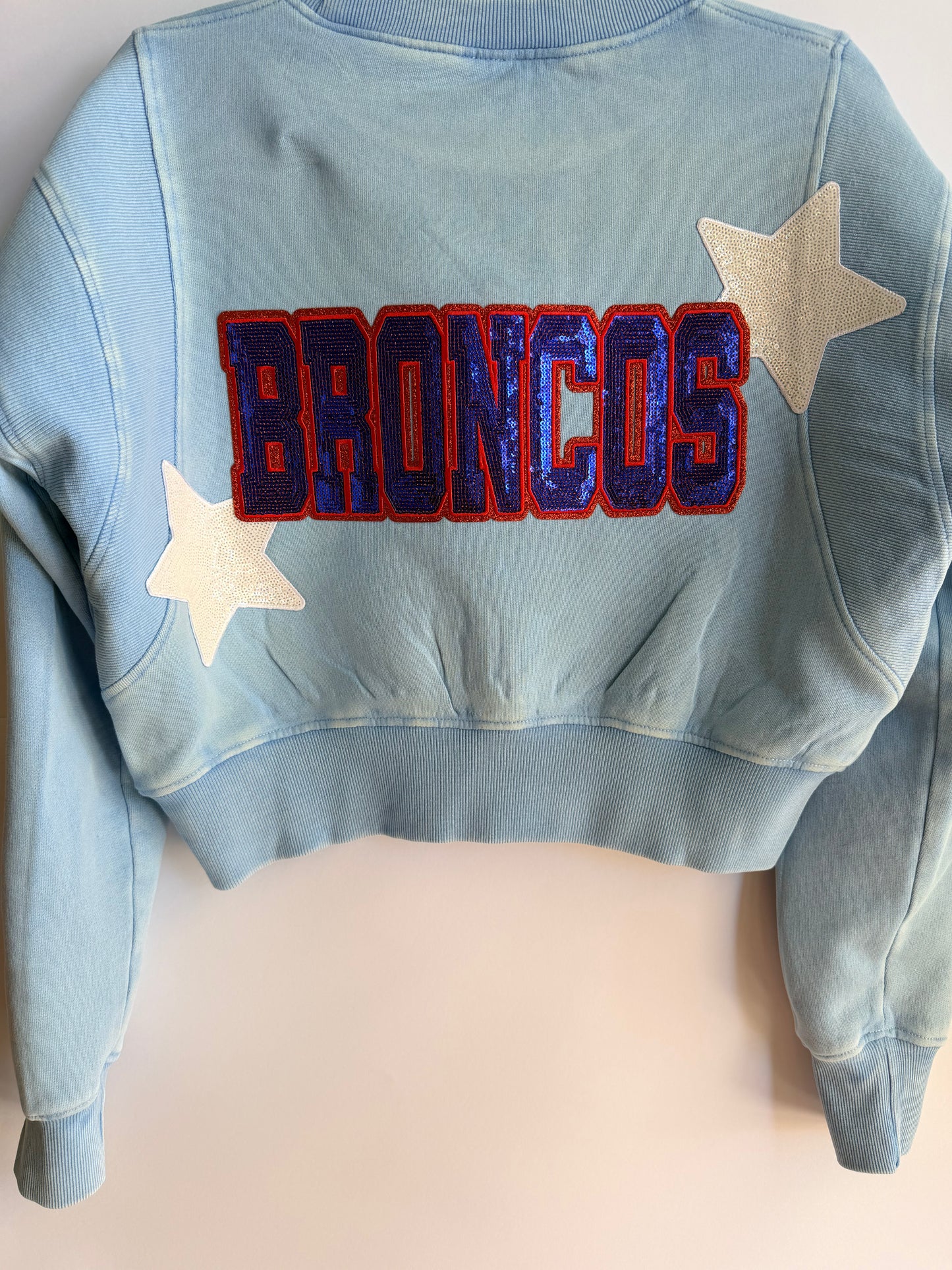 Cropped Sweatshirt and Wide Leg Sweatpant Set w/ Sequin Patches