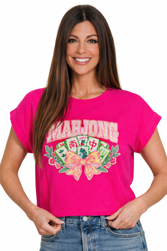 Woman's Pink Crop Tee w/ Large Patch