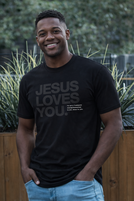 Adult Black Jesus Loves You Tee