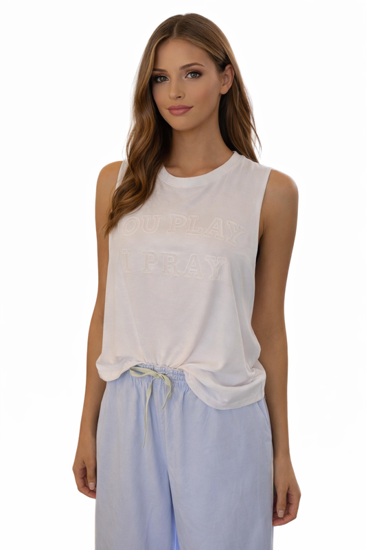 Woman's White You Play I Pray Tank