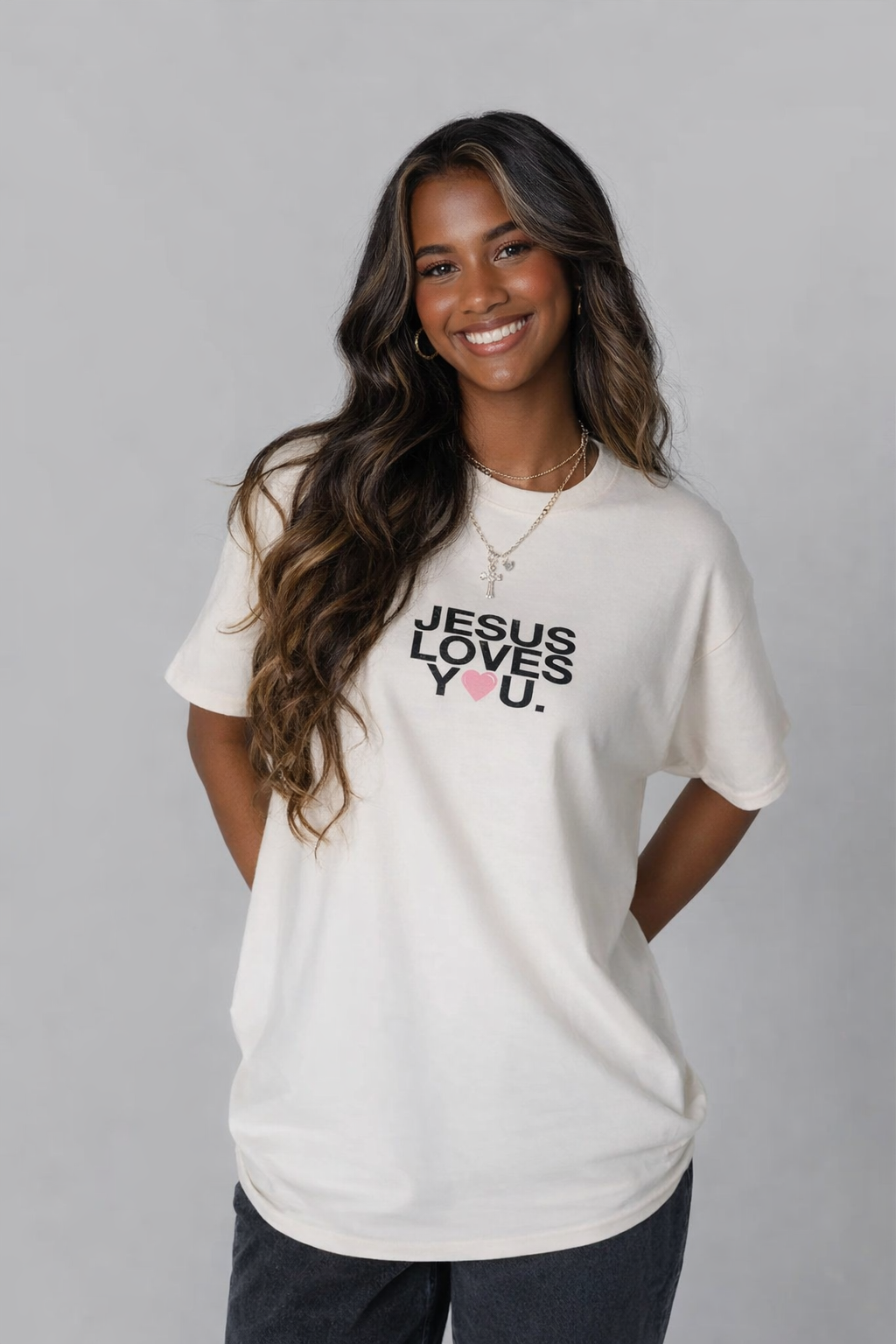 Womens, Bold Jesus Loves You Tee