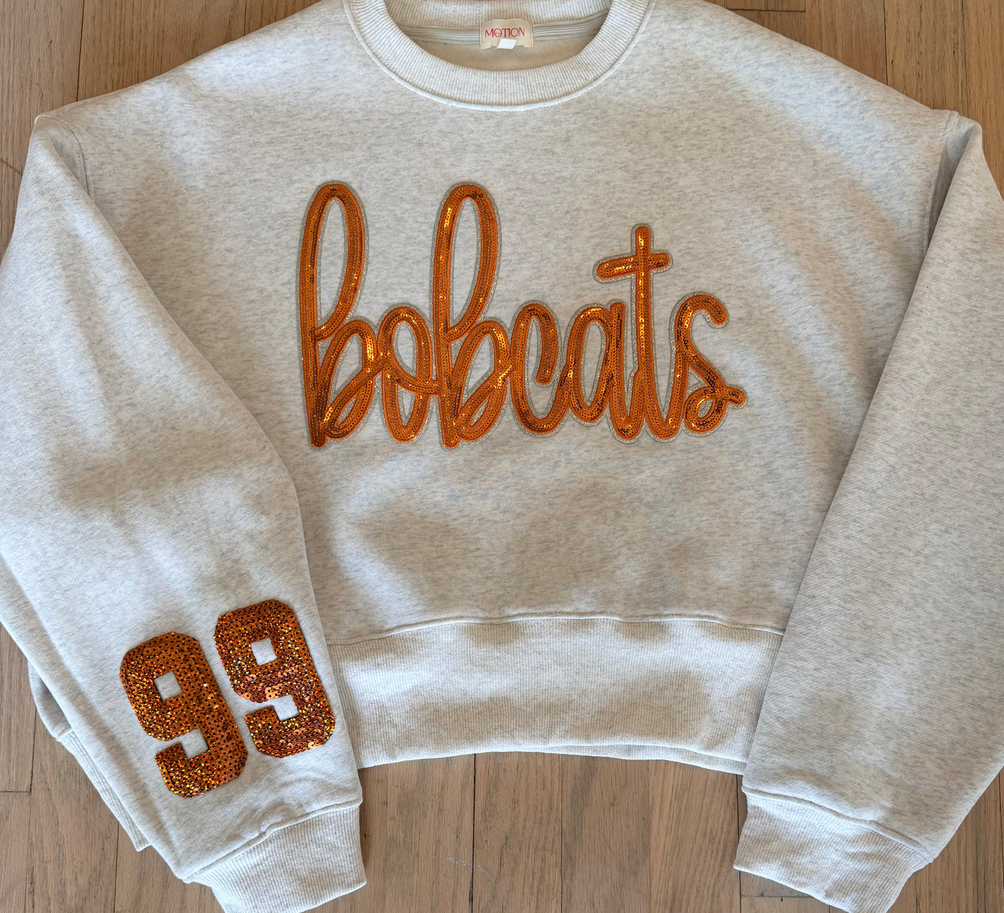Bobcats Adult Sweatshirt with Custom Sequin Player Number