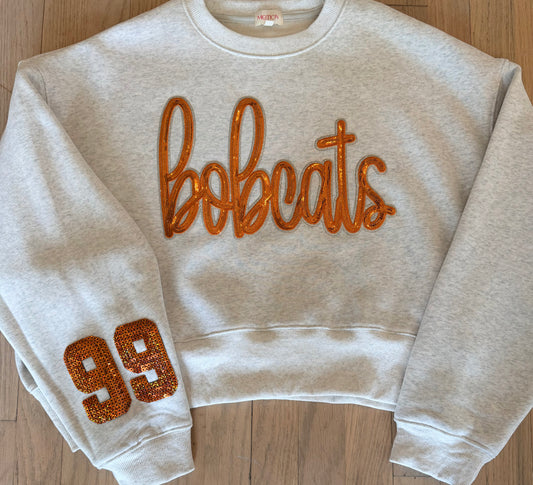 Bobcats Adult Sweatshirt with Custom Sequin Player Number