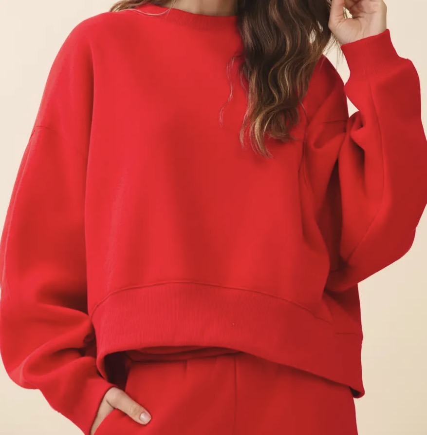 Adult Christmas Crop Sweatshirt with Single Christmas Sequin Patch