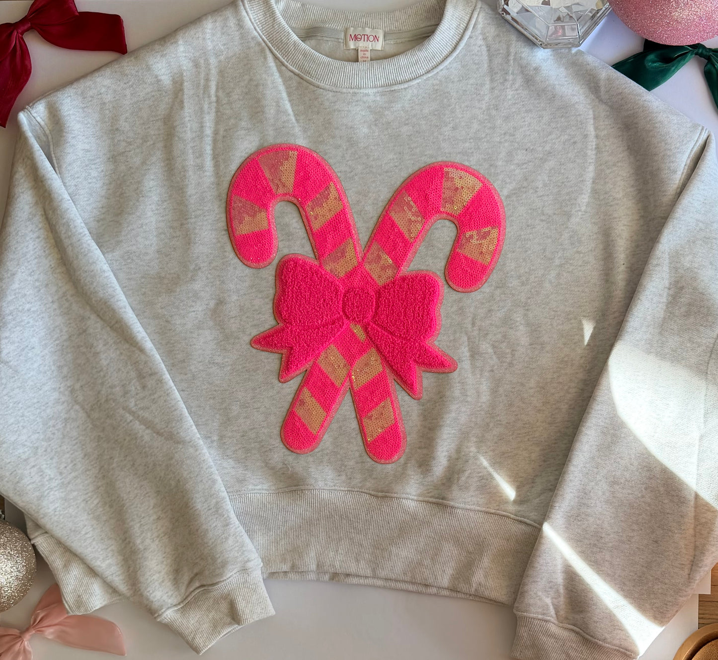 Adult Christmas Crop Sweatshirt with Single Christmas Sequin Patch