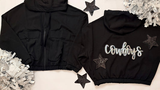 NFL Team Custom Soft Scuba Full Zip Jacket with Large Sequin Patch+ 2 Stars