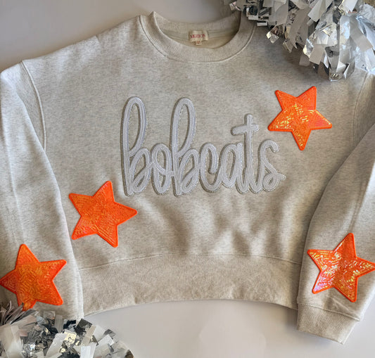 Bobcats Sweatshirt Large Sequined Stars