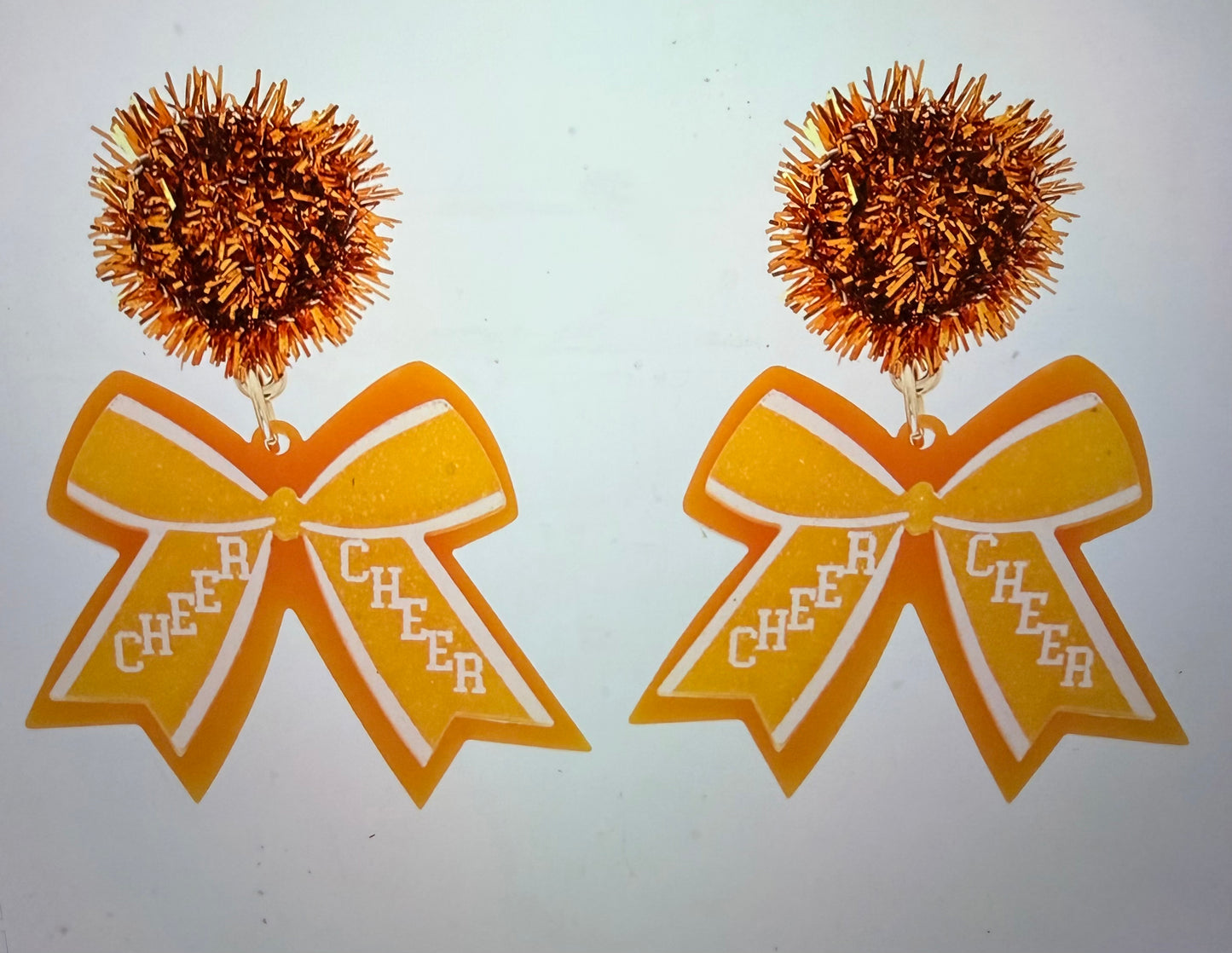 Game Day Cheer Ribbon Pom Pom Earrings