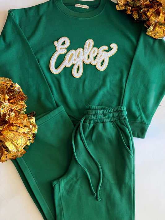 Adult Eagles Pullover + Jogger Set with Single Sequin Patch
