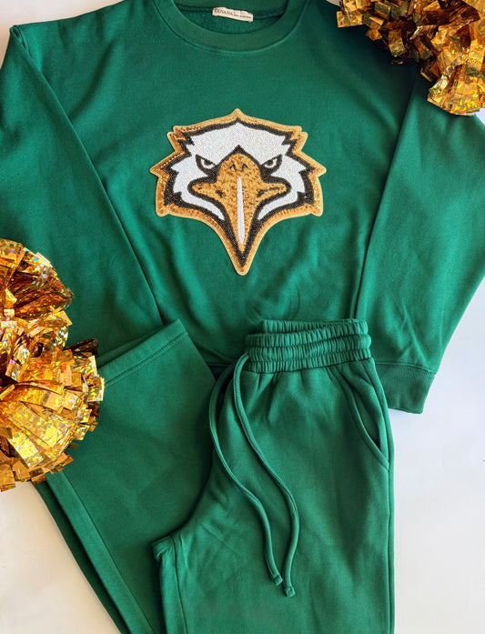 Adult Eagles Pullover + Jogger Set with Single Sequin Patch