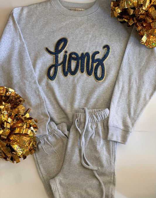 Adult Lions Pullover + Jogger Set with Single Sequin Patch