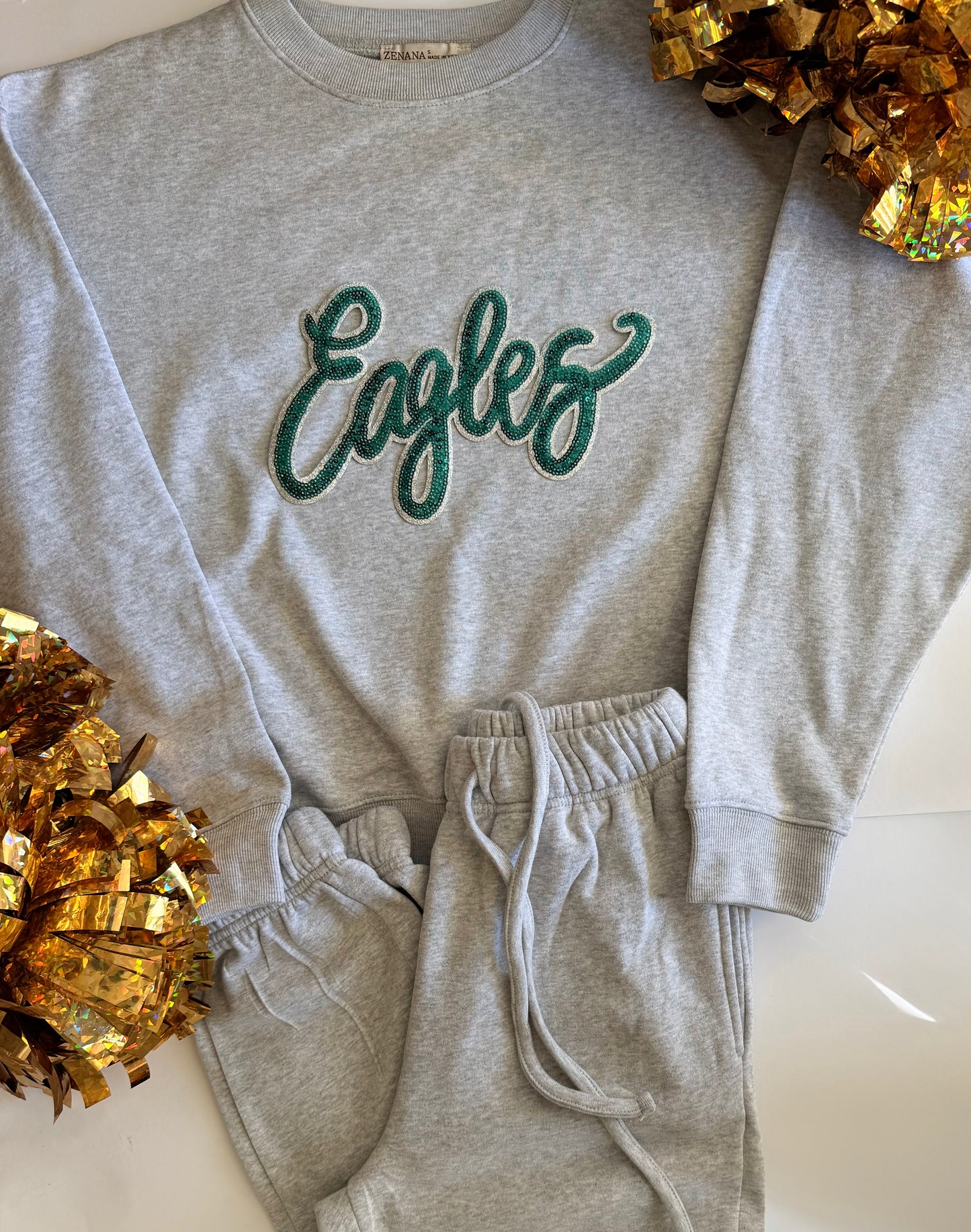 Adult Eagles Pullover + Jogger Set with Single Sequin Patch