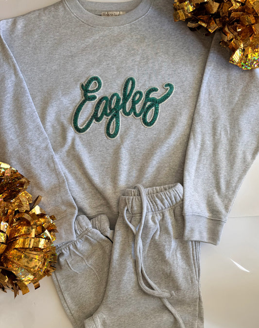 Adult Eagles Pullover + Jogger Set with Single Sequin Patch