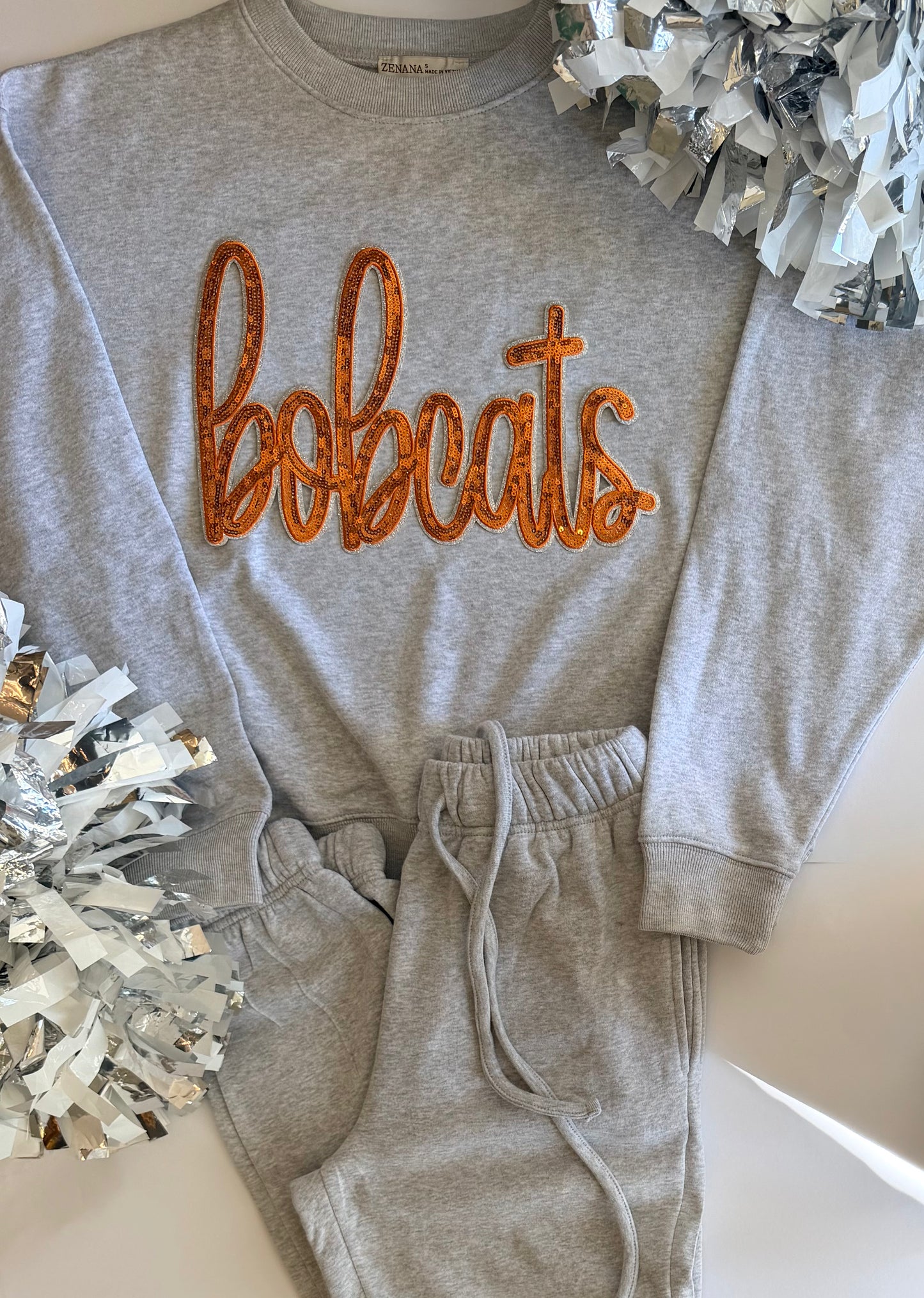 Adult Bobcats Pullover + Jogger Set with Single Sequin Patch