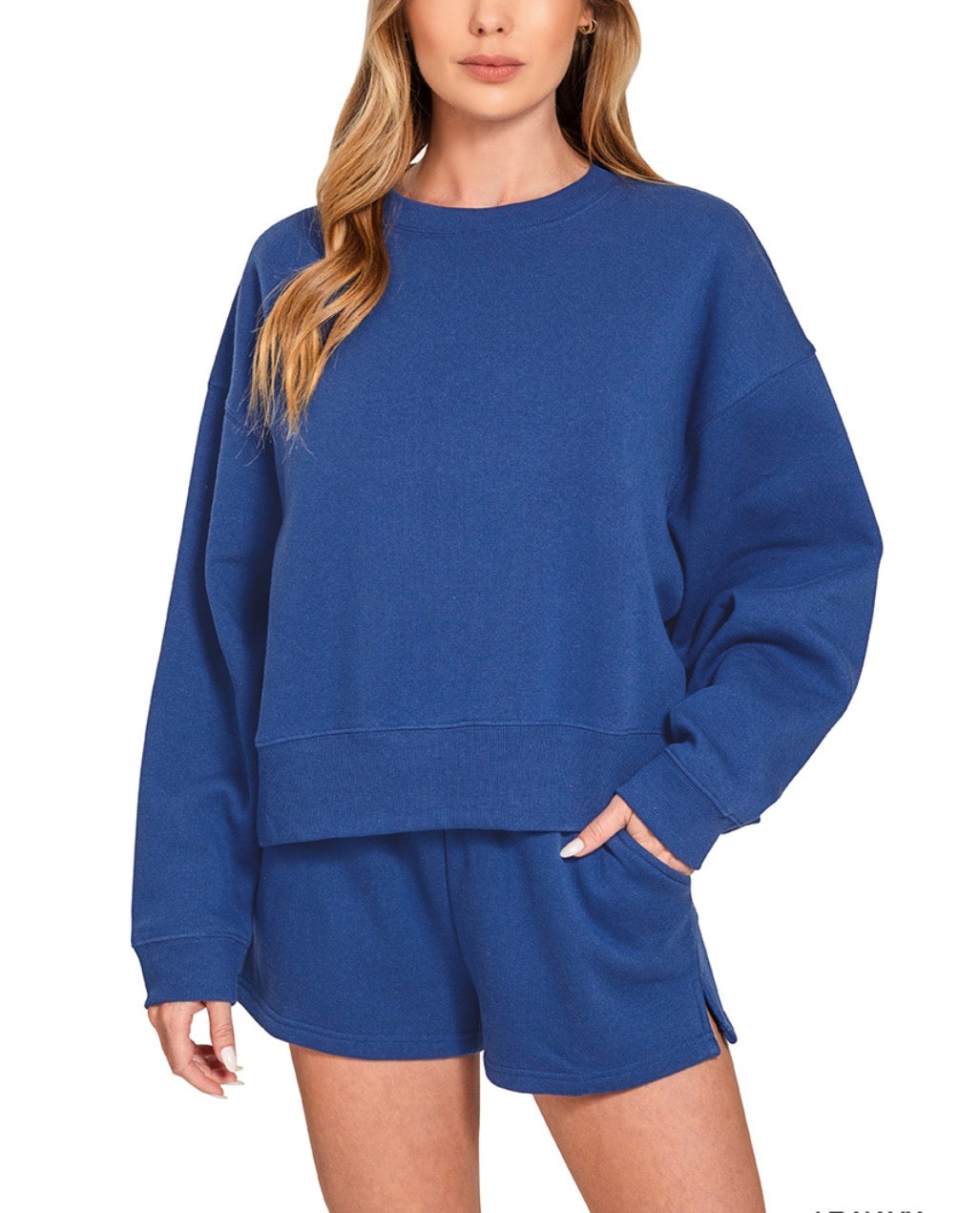 Adult Game Day Sweatshirt + Short Set with Single Sequin Patch