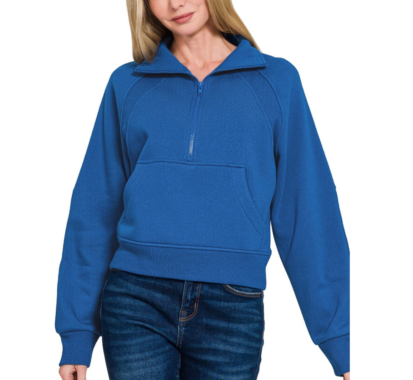 Woman's Half Zip Kangaroo Pocket Hoodie