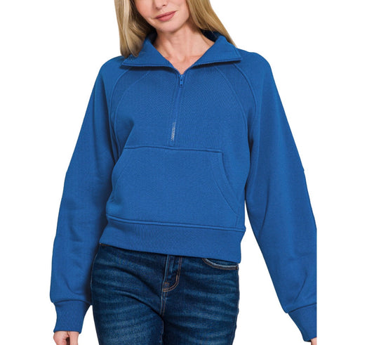 Woman's Half Zip Kangaroo Pocket Hoodie