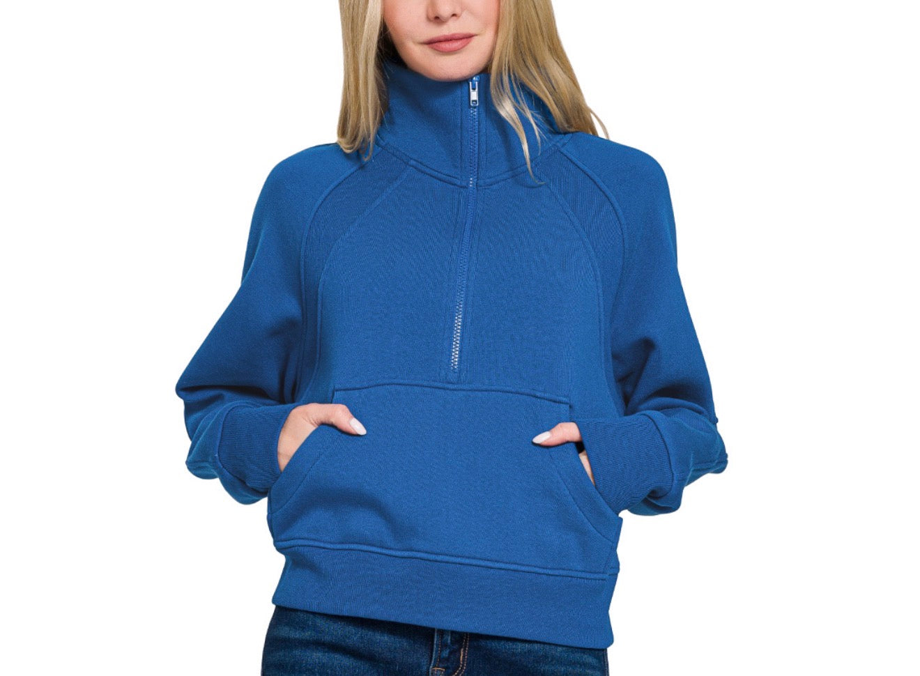 Woman's Half Zip Kangaroo Pocket Hoodie