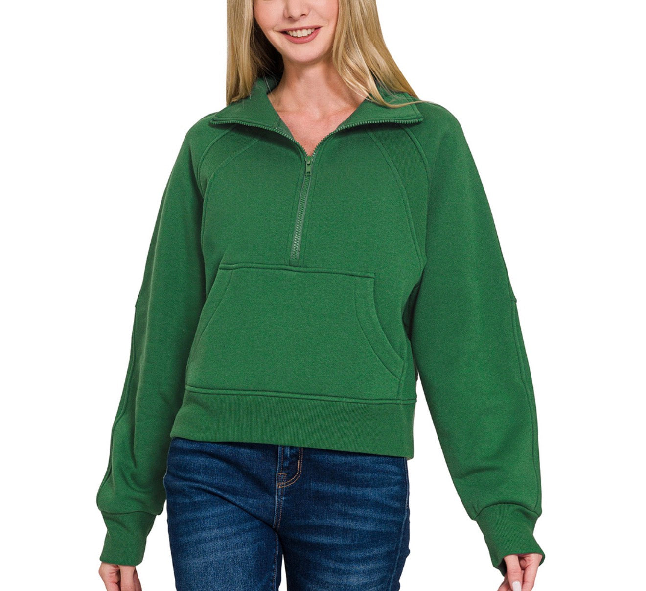 Woman's Half Zip Kangaroo Pocket Hoodie