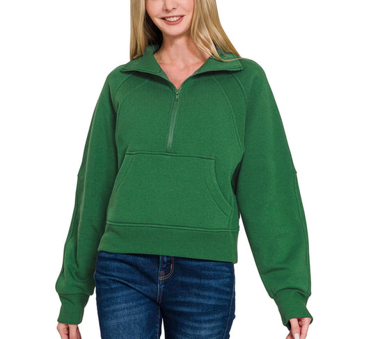 Woman's Half Zip Kangaroo Pocket Hoodie