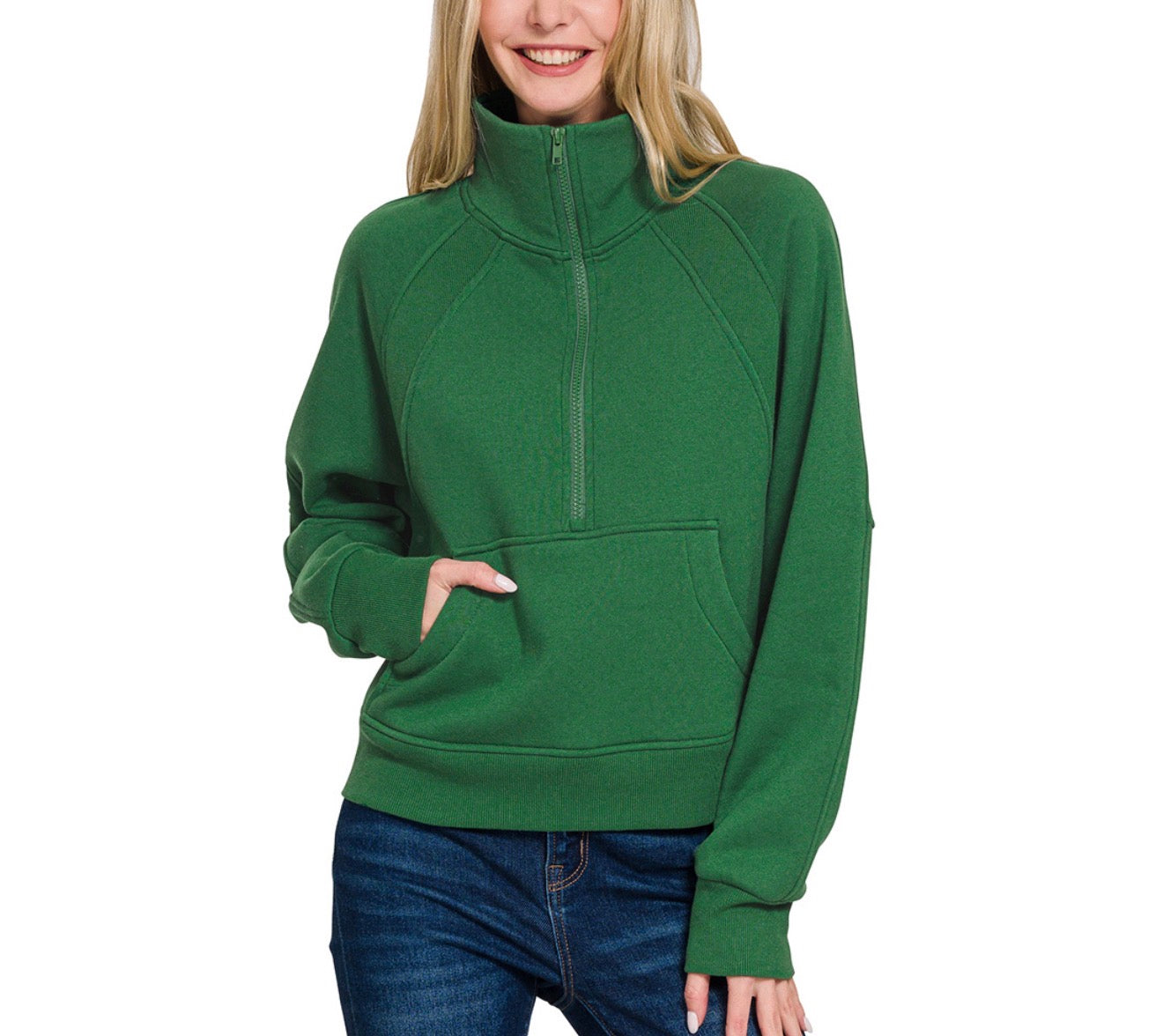 Woman's Half Zip Kangaroo Pocket Hoodie