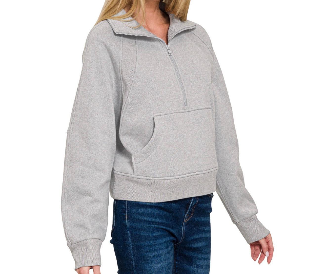 Woman's Half Zip Kangaroo Pocket Hoodie
