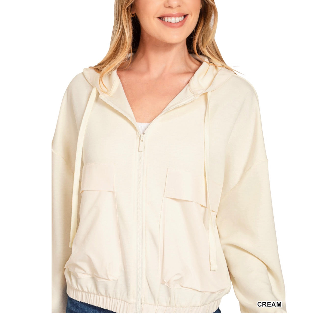 Soft Scuba Full Zip Jacket with Large Sequin Patch+ 2 Stars