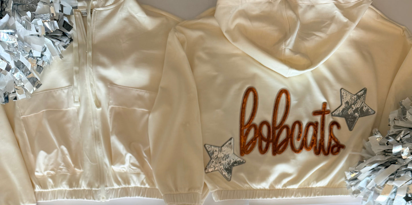 Soft Scuba Full Zip Jacket with Large Sequin Patch+ 2 Stars