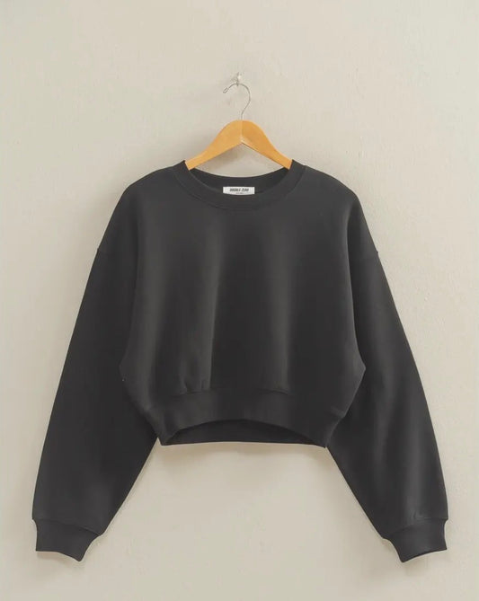 Black Crop Sweatshirt with God is Good Patch
