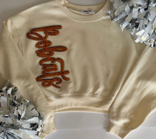 Adult Bobcats Crop Pullover with Single Sequin Patch